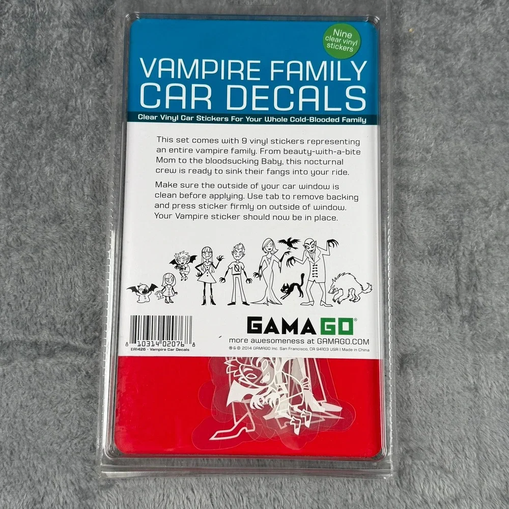Gama-Go Vampire Family Car Decals Nine Clear Vinyl‎ Stickers EA1426 White Goth